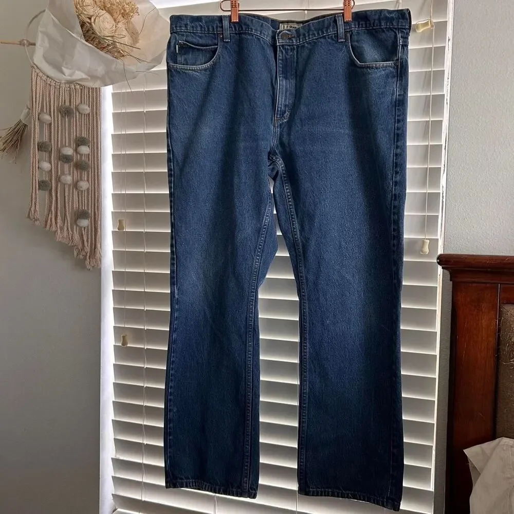 Vintage LL Bean Relaxed Dad Jeans 44x34 Dark Wash Denim Pants Men’s
